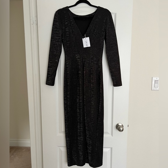Black midi dress with silver threads from LIGIO, size XS - Picture 2 of 5